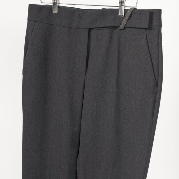 Brunello Cucinelli SS/21 Grey Wool-Blend Monili-Bead Trousers - Picture 3 of 14